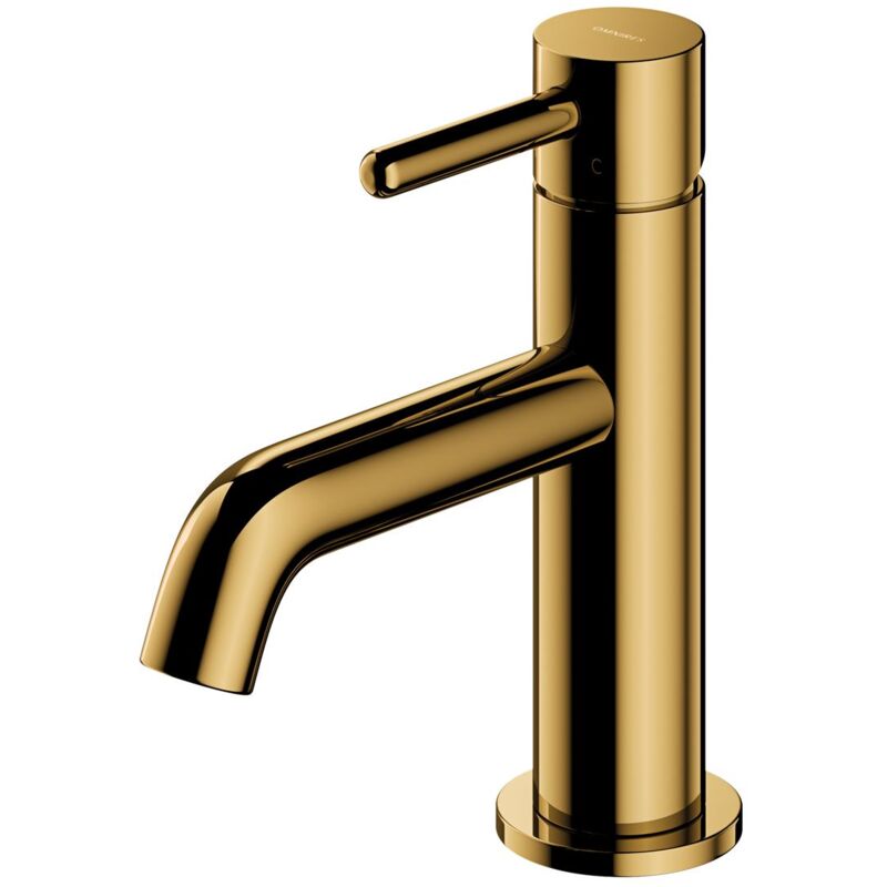 Gold Coloured Brass Bathroom Basin Faucet Standing Mixer Tap Single Lever Tap