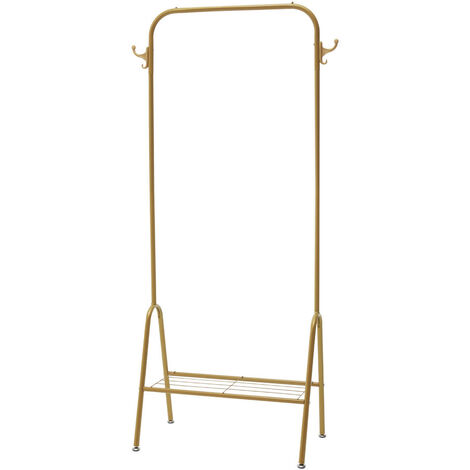 Gold Freestanding Clothes Rack with Bottom Shelf