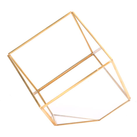 Gold Geometric Shape Succulents Plant Flowerpot Glass Planter Landscape Home Table Decoration