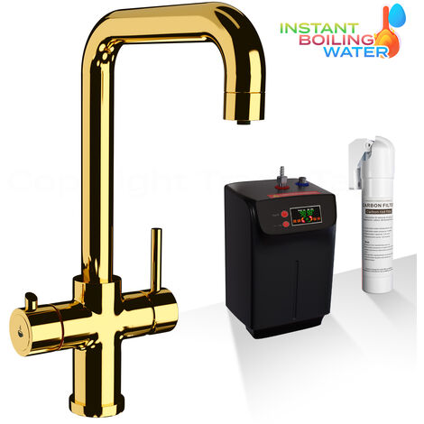 main image of "Gold Instant Boiling Water Dispenser Tap 3 in 1 Kitchen Faucet Hot & Cold"