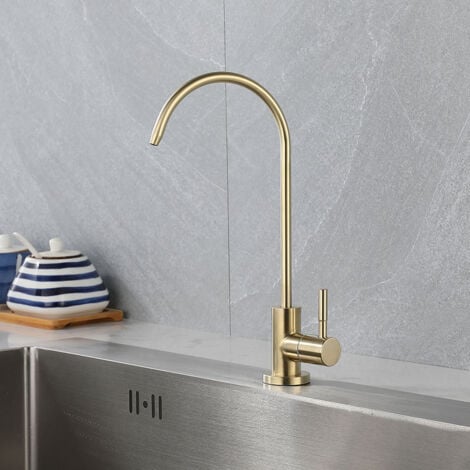 SJQKA Gold Kitchen Faucet Made of High Quality Stainless Steel, 360° Rotation, Soft Spray for Healthy Use, Splash-Free - Comfort and Efficiency