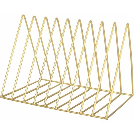 Gold Lai Li Metal Magazine Rack, Gold Magazine Rack, Triangle Desktop Bookshelf, Modern Record Rack, Office Magazine Rack, CD, Magazine