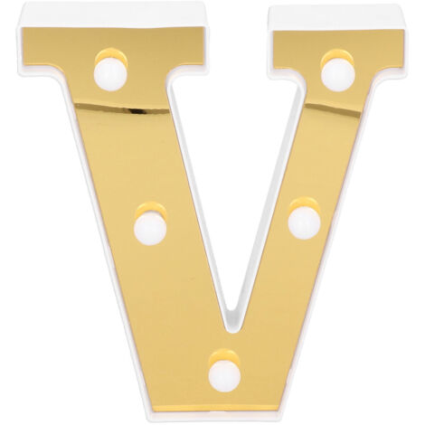Gold LED Alphabet Lamp V‑Shape Marriage Proposal Festival Party Decoration Light Warm White