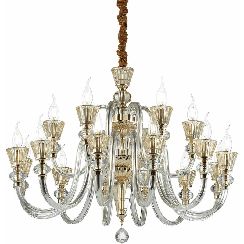 01-ideal Lux - Gold pendant strauss 18 bulbs