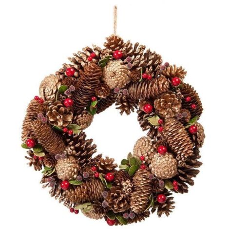 Gold Pinecone Wreath - 30cm (12) Diameter (P027747)