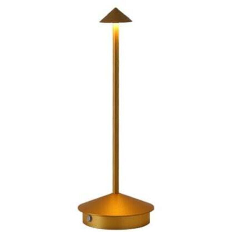 (Gold) Portable rechargeable table lamp, battery powered, 3-tone lighting, suitable for bedroom, restaurant, patio bar