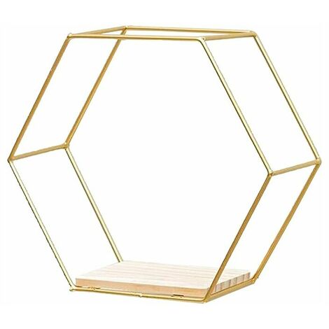Gold Rivet Hexagonal Honeycomb Floating Wall Shelf 20.5249.5cm