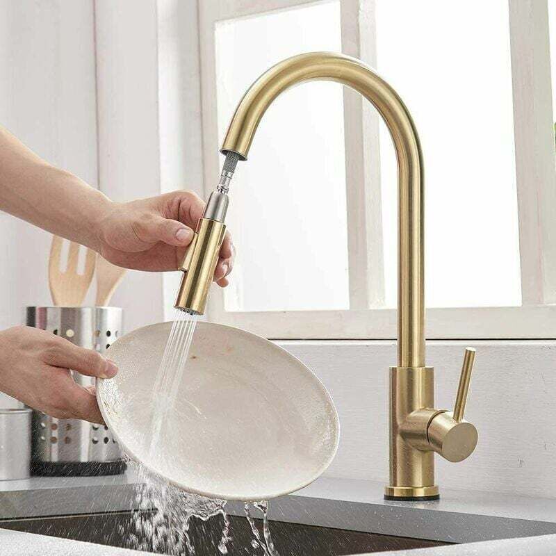 Alovez - Gold robinet de cuisine extensible avec de douche 360 ° Robinet Cuisine Évier