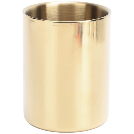Gold Round Stainless Steel Pen Holder Nordic Style Rugged Stainless Steel Flower Vase Gold Pen Pot for Office Desk