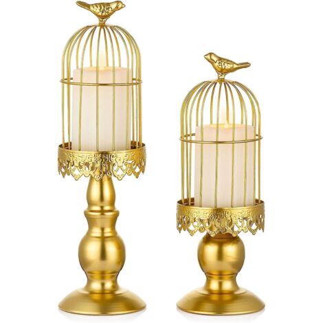 gold- S + L Chandelier Cage Oiseaux Vintage, Chandeliers Dcoratifs Pour Tables De Mariage, Ornements Pour Chandeliers Sculpts En Fer Forg