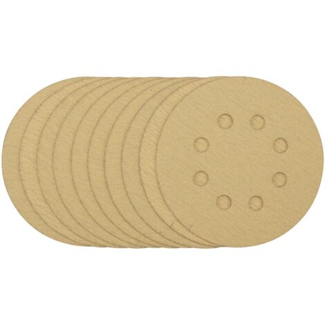 Gold Sanding Discs with Hook & Loop, 125mm, 120 Grit (Pack of 10) (58111)