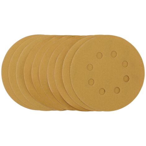 Gold Sanding Discs with Hook & Loop, 125mm, 320 Grit (Pack of 10) (59766)