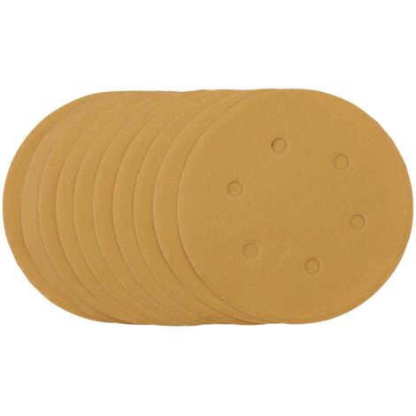 Gold Sanding Discs with Hook & Loop, 150mm, 240 Grit (Pack of 10) (64257)
