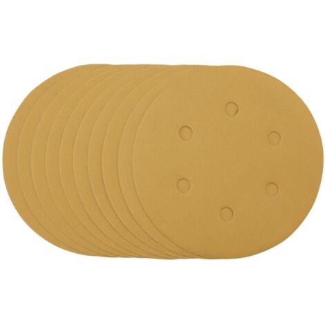 Gold Sanding Discs with Hook & Loop, 150mm, 320 Grit (Pack of 10) (64265)