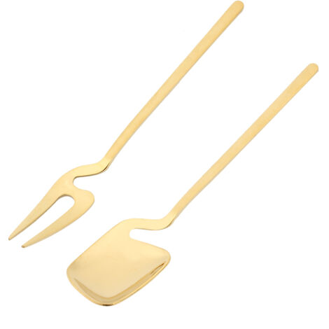 Gold Shovel Shaped Spoon Fork Long Handle Ice Cream Coffee Spoon Fork Tableware