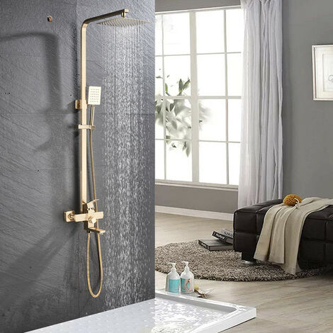 Gold Shower panel Shower System Shower Shelf Set Solid Wall Shower Set Built-in Shower Gold