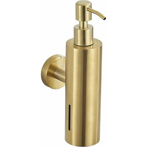 Gold Soap Dispenser, 250ml Dish Soap Liquid Holder Refillable Shampoo Conditioner Holder Wall Mounted Round Countertop Soap Dispenser HIASDFLS