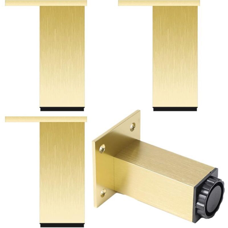 Gold Sofa Legs, Square Furniture Legs, Adjustable Furniture Feet, Aluminum Alloy Bases, Anodized Finish, Height: 6-40 cm, Furniture Legs, Sofa Bed