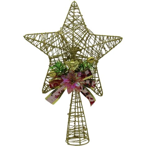 Gold Star Christmas Tree Topper (Xmas Decoration Angel Traditional Festive)