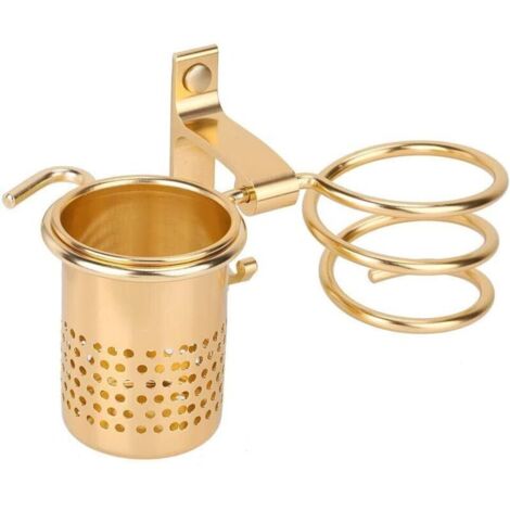 (Gold). Wandhalterung für Haartrockner im Badezimmer, Mehrzweck-Organizer-Ablage.