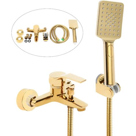 Gold Wannenarmatur Badewannen Armatur Wasserhahn-Dusche Set Bad Duscharmatur mit Handbrause