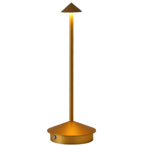 (Gold) Wiederaufladbare, tragbare Tischlampe, batteriebetrieben, 3-Ton-Beleuchtung, geeignet für Restaurant, Schlafzimmer, Patio-Bar