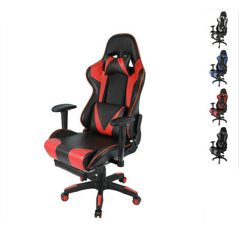 oobest® Chaise de Gaming Professionnel, Similicuir, Avec Accoudoirs, Réglable en Hauteur, Dossier Inclinable à 150°, Jusqu'à 120Kg