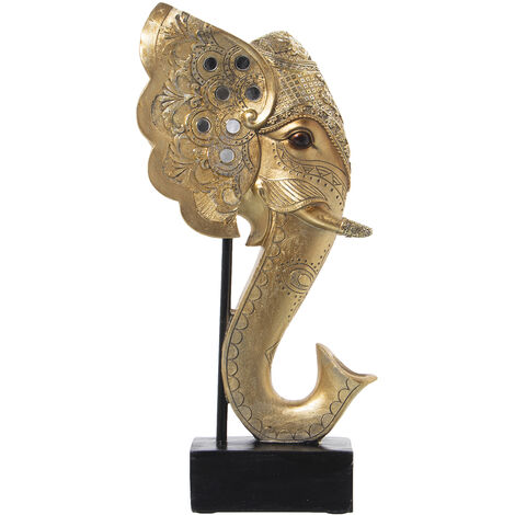 Golden Elephant Head Resin Figur mit Unterstützung 18x10x36cmpour Alle Stile, um zu Hause eine Note zu verleihen