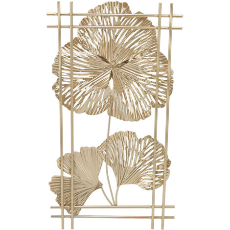 Golden Metal Ginkgo Leaf Decoration Modern Minimalist 3D Wall Sculpture for Bedroom Living Room Hotel Cafe