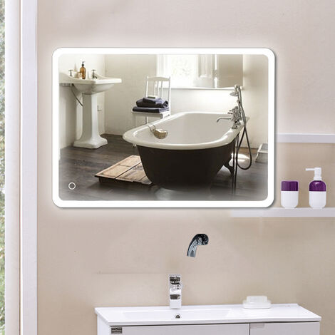 Miroir salle de bain avec éclairage miroir LCD pour salle de bain