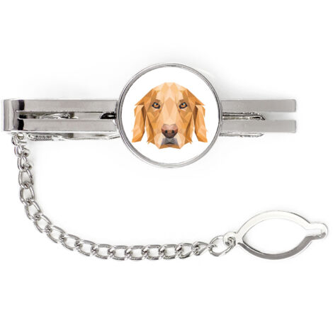 Golden Retriever - pince à cravate géométrique avec photo et inscription Art-Dog
