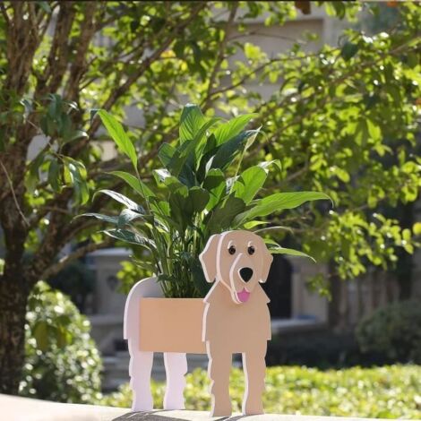 Golden retriever Pot de Fleur de Chien Mignon, Bac à Plantes Forme d\'animal PVC, Jardiniere Exterieur Grande Taille, Pot de Fleurs