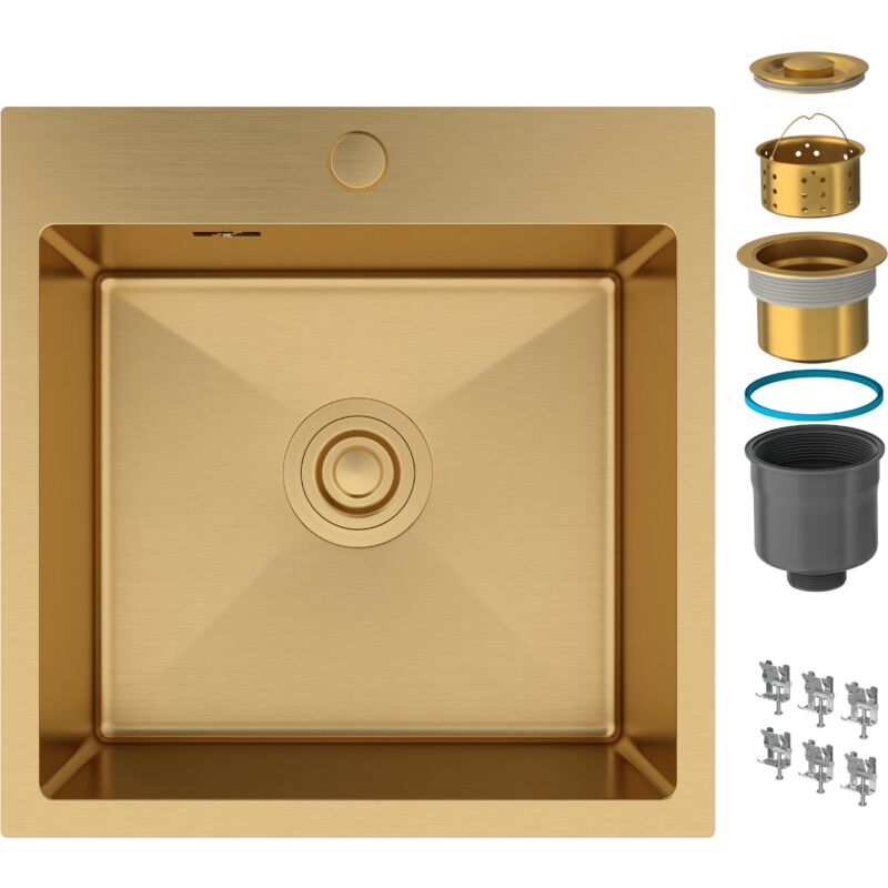 Granitan - golden steel sink single-bowl kitchen sink manual siphon BARI46