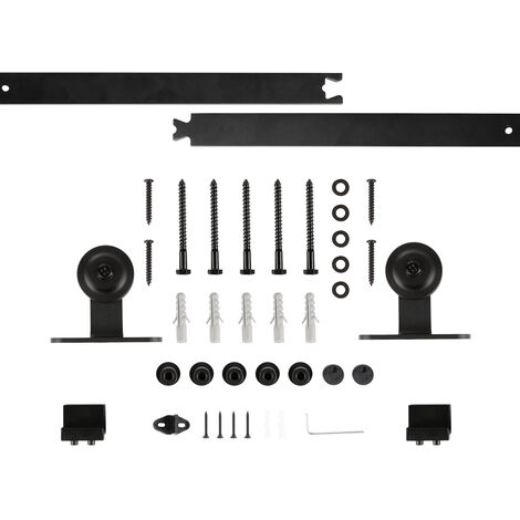 Système de Porte Coulissante, Kit de Rail pour Porte Coulissante, Rail + Roulette, 200 cm, Classique, Blanc