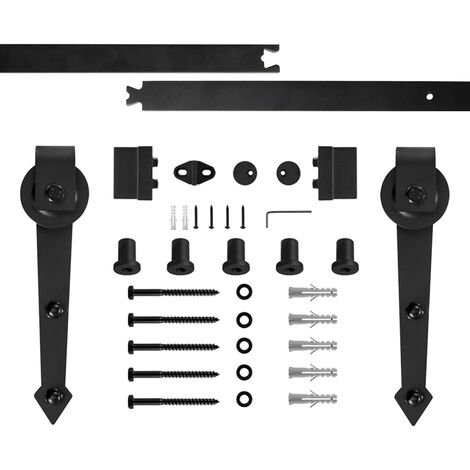 GOLDEN Système De Porte Kit de Rail pour Porte Coulissante en Acier Noir 183 cm Largeur Maximale 90 cm