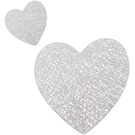 Goldene Herz-Untersetzer und Platzsets aus PVC, 2-teiliges Set für romantische Tischdekoration zum Valentinstag