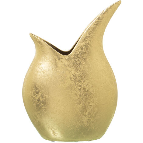Goldene Keramikvase 26x10x35 cm für alle Stile, um dem Haus eine Berührung für alle Stile zu verleihen, um dem Haus eine Note zu verleihen