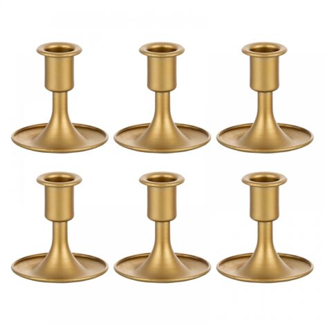 Goldene Kerzenhalter für Halloween, Set mit 6 kleinen dekorativen Kerzenhaltern aus Metall für Hochzeitskerzen, Stumpenkerzen