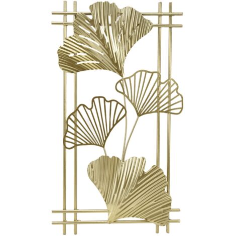 Goldene Metall-Wandkunst – Blattgold-Skulptur mit Rahmen für Wohnzimmer, Büro, Hotel