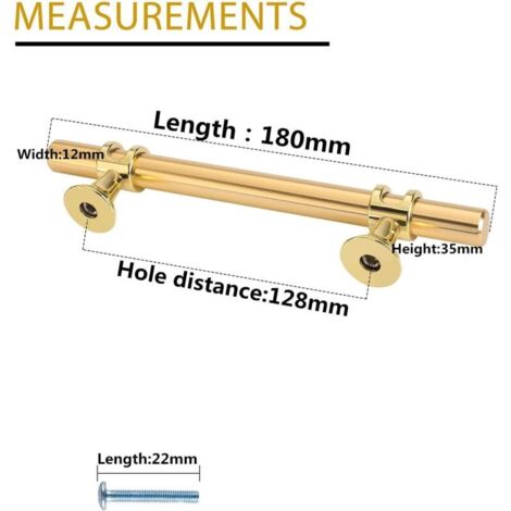goldene Möbelgriffe – Küchentürgriff – Schubladengriff aus Messing – Goldene Möbelgriffe – 128 mm Lochabstand