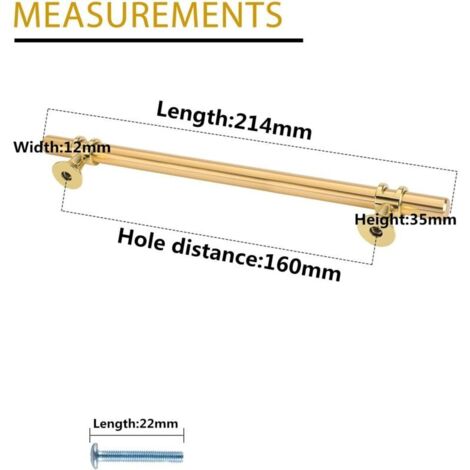 goldene Möbelgriffe – Küchentürgriff – Schubladengriff aus Messing – Goldene Möbelgriffe – 160 mm Lochabstand