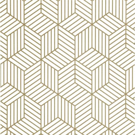 Goldene und weiße geometrische Sechseck-Abzieh- und Sticktapete 17,7 x 393 Gold gestreiftes Tapeten Dekorative abnehmbare selbstklebende Tapete Goldene Vinylfolie Wandverkleidungsrolle Schubladeneinsa