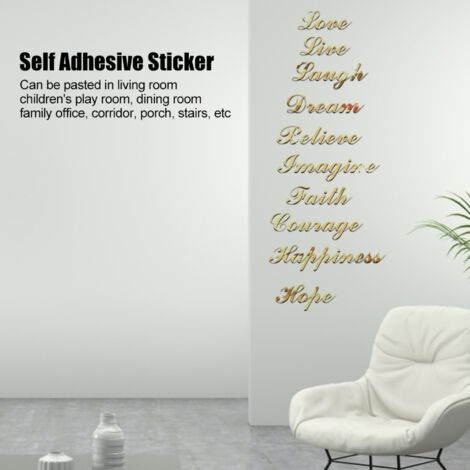 Goldener Acryl-Spiegel-Wandaufkleber zur Dekoration von Treppenhaus und Wohnzimmer