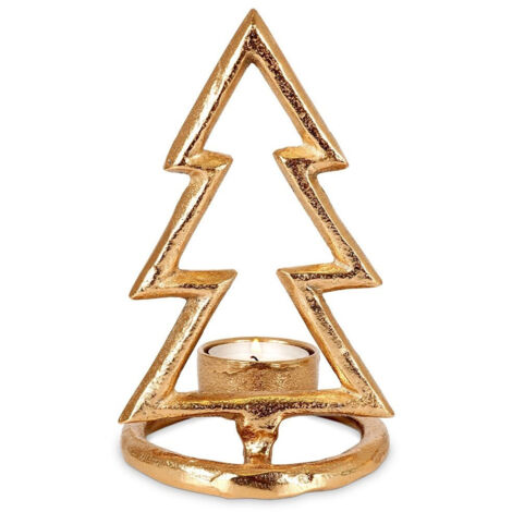 Goldener Aluminium-Kerzenständer Weihnachtsbaum 16 cm