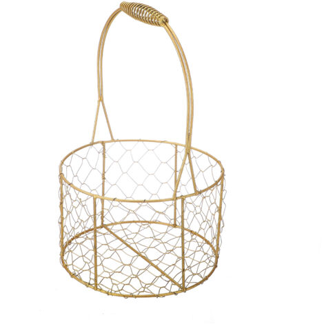 Goldener Blumenkorb aus Schmiedeeisen – Verpackung für handgefertigte Blumensträuße