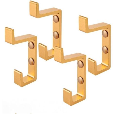 Goldener Handtuchhaken, 4-teiliger Wandhaken, verdicktes Space-Aluminium, Kleiderhaken-Doppelhaken-Design, wird mit Schrauben geliefert, geeignet für Badezimmer, Wohnzimmer, Schlafzimmer