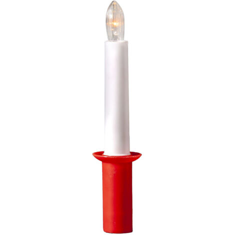 Goldener Kerzenhalter ,Santa Lucia' mit weißer LED Kerze, Batteriebetrieb, E10, rot-weiß, H 17cm