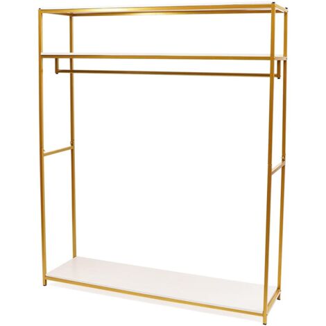Goldener Kleiderbügel mit Regalen Metallbügel mit Regalen Abnehmbarer Kleiderbügel Freistehender multifunktionaler Ständer (150 X 40 x 180 cm)