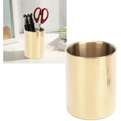 Goldener Stiftehalter aus Edelstahl, florale Vase im nordischen Design, vielseitiger Schreibtisch-Organizer aus Edelstahl 304, 10,5 x 8 cm, goldfarben, 1 x goldener Stiftehalter