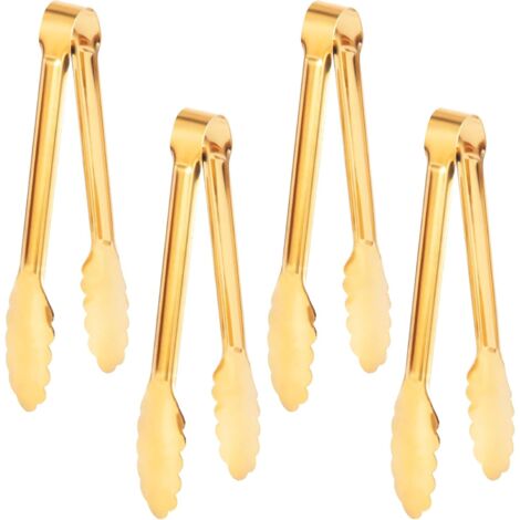 Goldfarbene Lebensmittelzange, 30 x 3,9 cm, 4 Metallzangen für Buffet, Party, Geschirr, multifunktionales Grillen im Freien